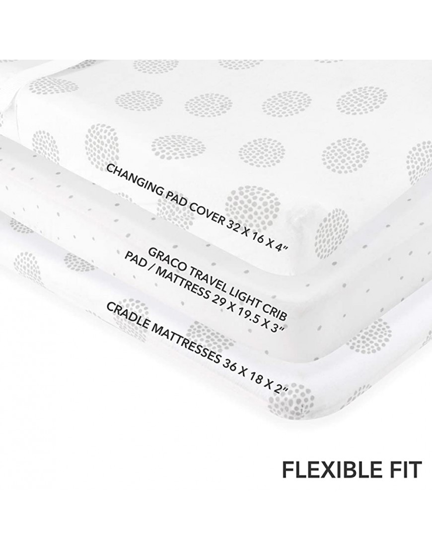 Changing Pad Covers Cradle Sheets 2-Pack 100% Jersey Cotton for Baby Boy or Baby Girl Grey Dottie - BU038GEMS