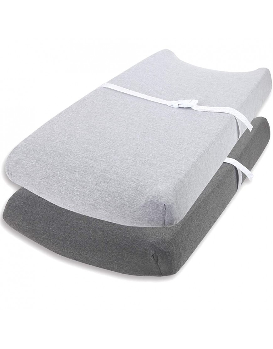 Cuddly Cubs Changing Pad Covers – 2 Pack – Snuggly Soft Plush Cotton Changing Table Covers for Boy Girl – Fits Perfectly on Summer Infant and Other 16 x 32" Baby Changing Table Pads – Heather Grey - B8E73YSRY