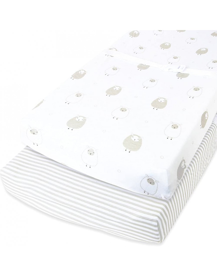 Cuddly Cubs Changing Pad Covers – 2 Pack – Snuggly Soft Plush Cotton Changing Table Covers for Boy Girl – Fits Perfectly on Summer Infant and Other 16 x 32" Baby Changing Table Pads – Grey Stripes - BTRWEI5H1