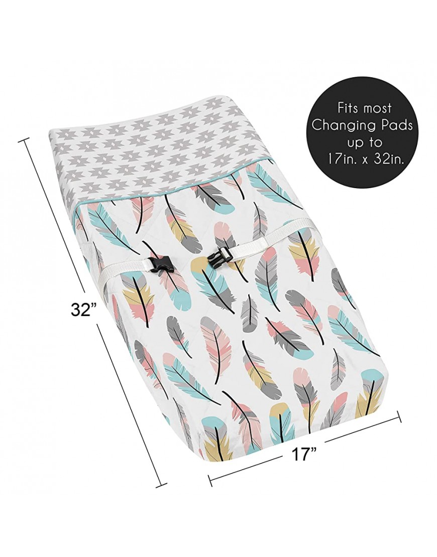 Feather Collection Girls Baby Changing Pad Cover - B2LH4ZI7U