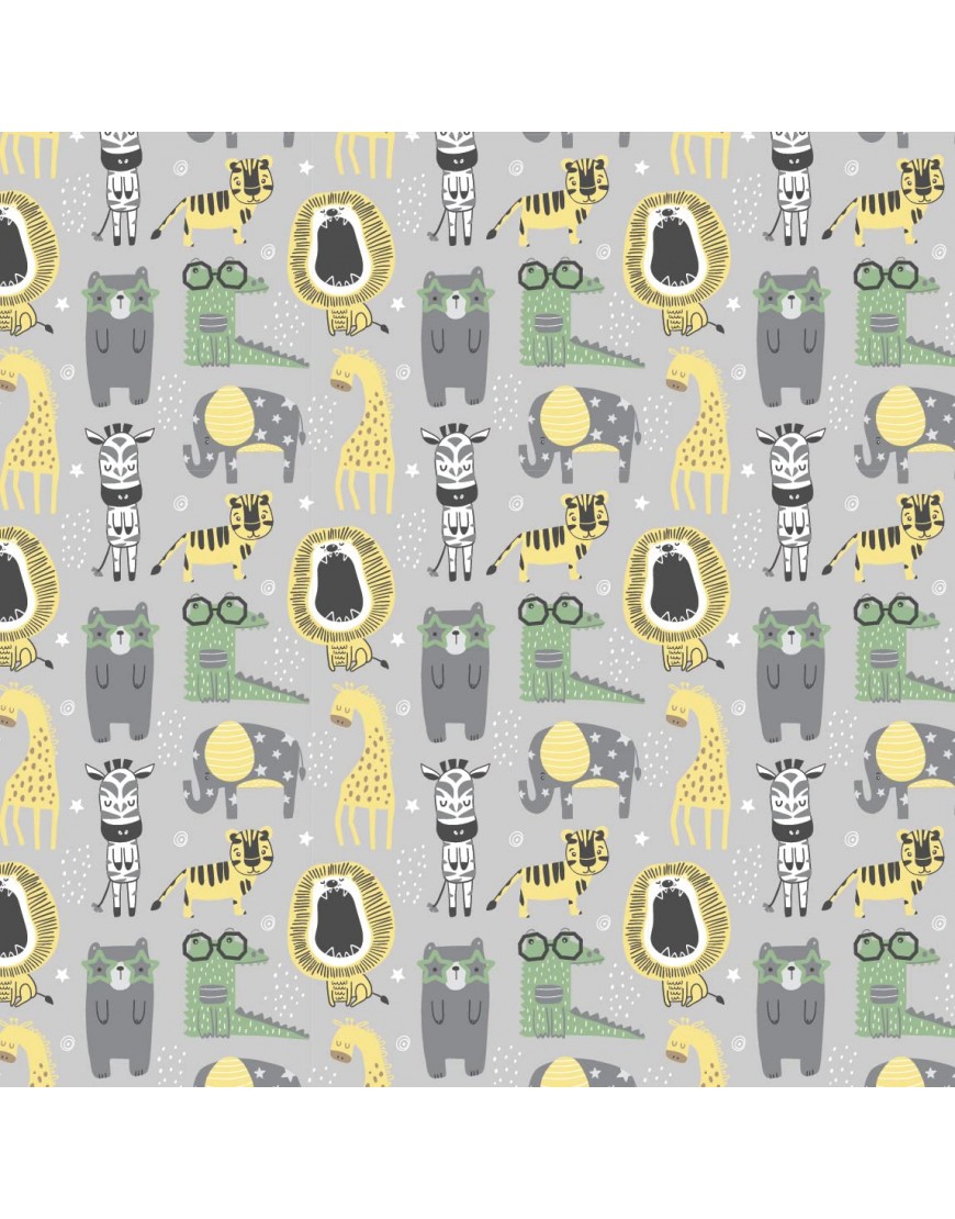 GROW WILD Changing Pad Cover 3 Pack | Soft & Stretchy Jersey Cotton | Baby Changing Table Pad Cover | Diaper Changing Pad Covers for Girls or Boys | Wipeable Sheets | Grey White Yellow Safari Animals - BAO2LTDCY