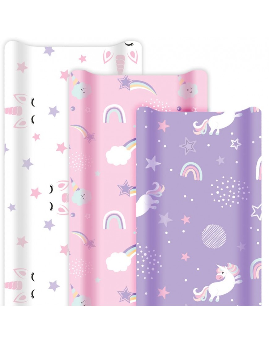 GROW WILD Changing Pad Cover 3 Pack | Soft & Stretchy Jersey Cotton | Baby Changing Table Pad Cover | Diaper Changing Pad Covers for Girls or Boys | Wipeable Sheets | Pink Purple Unicorn - BHN42PQJ7