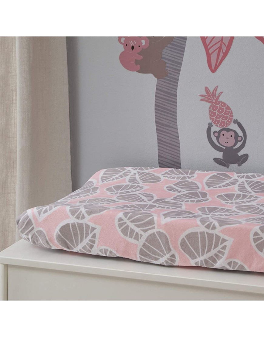 Lambs & Ivy Calypso Pink Taupe Leaf Print Baby Changing Pad Cover - BTBRRR222