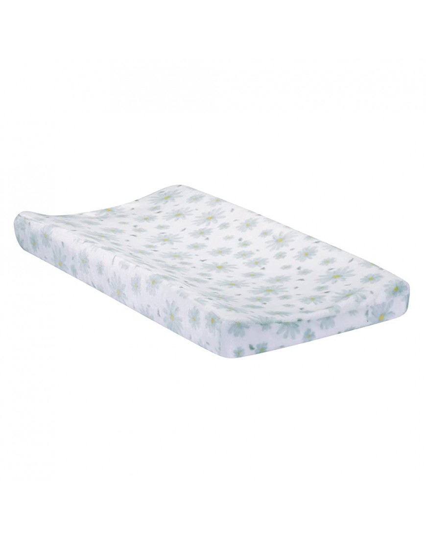 Lambs & Ivy Sweet Daisy White Blue Flowers Changing Pad Cover - BTYLVEKIM