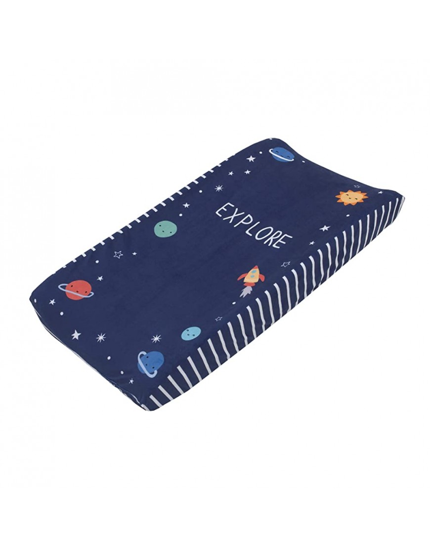NoJo Love You to The Moon Navy & Multi Color Cosmic 2 Pack Super Soft Changing Pad Covers Navy White Yellow Orange - BZACPJXMU