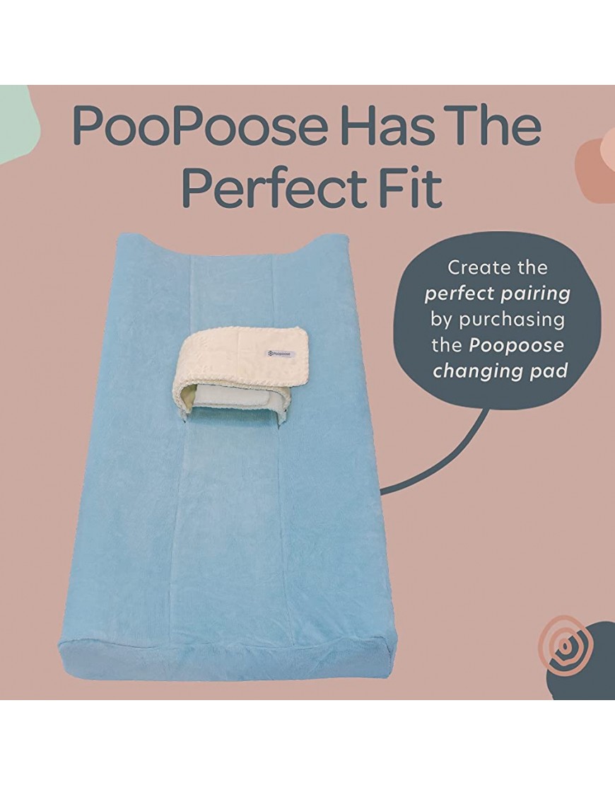 PooPoose Baby Changing Pad PooPoose Changing Pad Cover Blue Diaper Mat for Table Dresser Change Station Soft & Secure White - BI5VD7Q58