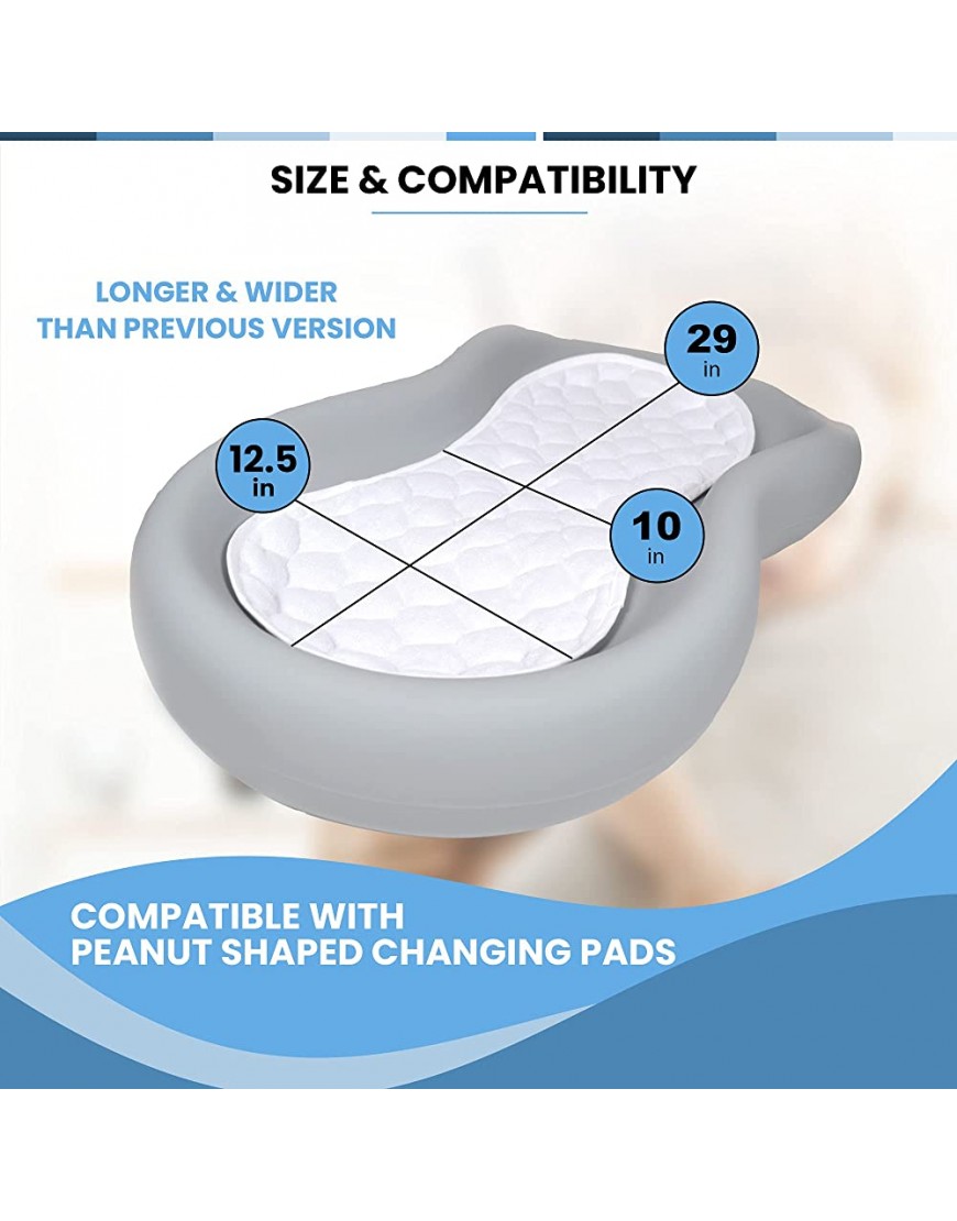 Quilted Bamboo Changing Pad Liner Fits in Peanut Shaped Changing Pads Super Soft Peanut Changer Liners are Warm On a Baby's Back Thicker Waterproof Pads are Machine Washable 3 Pack - BF3MXSZZS