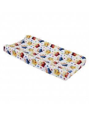 Sesame Street Elmo Big Bird & Cookie Monster Red Yellow Blue & White with Stars Super Soft Changing Pad Cover Red Blue Yellow Green - BI0DTNB0V