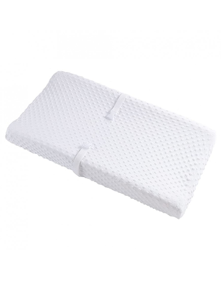 Solid Changing Table Pad Cover Cradle Sheet Fits 32 34''x16 Contoured Diaper Changing Pad Ultra Soft Cozy Minky Dots Plush Changing Table Covers Breathable Wipeable Removable White - B4S0D062J