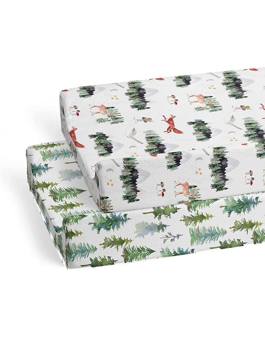 Sorrel + Fern 2 Pack Changing Pad Cover Buttery Soft Cotton Blend Woodland Forest Animals - B2AJKX8SL