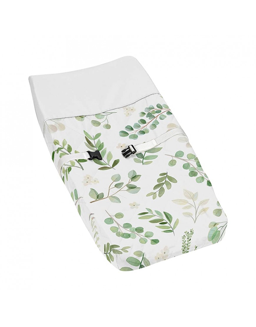 Sweet Jojo Designs Floral Leaf Girl Baby Nursery Changing Pad Cover Green and White Boho Watercolor Botanical Woodland Tropical Garden - BE7OO2XEL