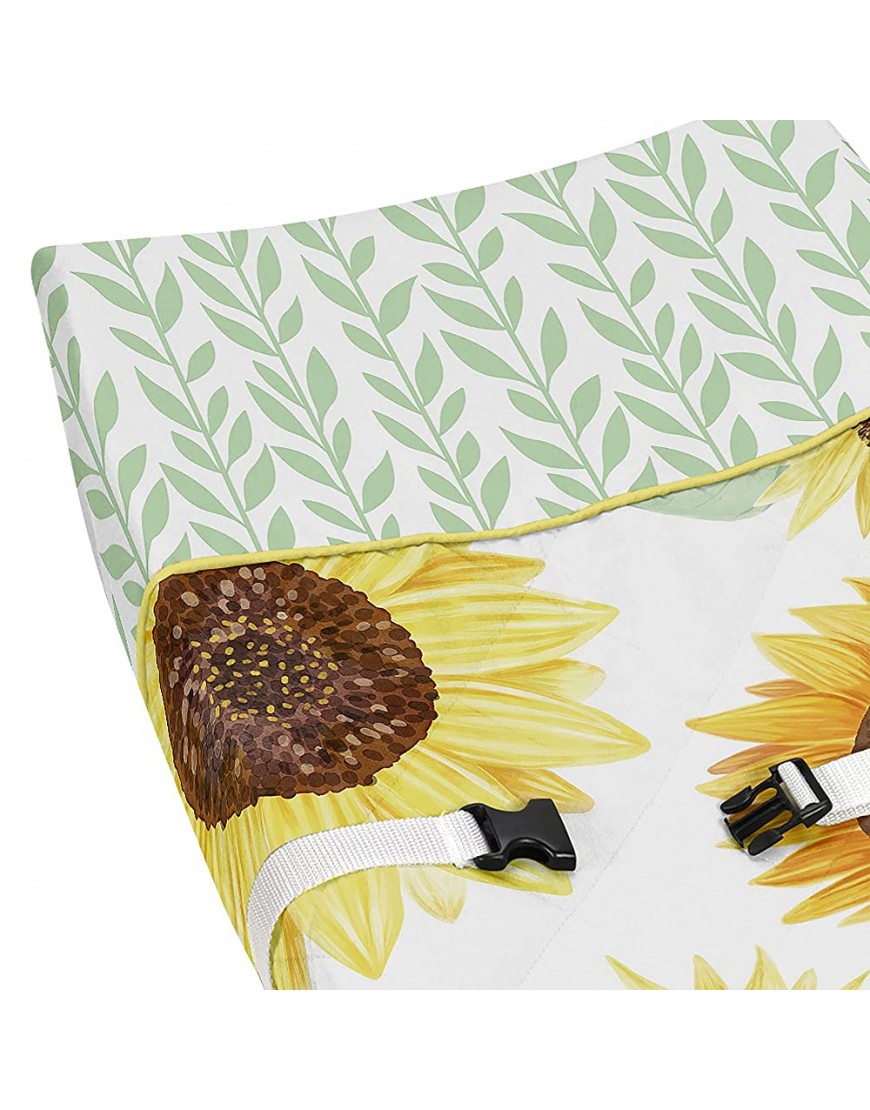 Sweet Jojo Designs Yellow Green and White Sunflower Boho Floral Girl Baby Nursery Changing Pad Cover Farmhouse Watercolor Flower - BSQFYTPJZ