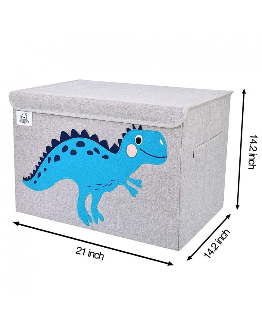 CLCROBD Foldable Large Kids Toy Chest with Flip-Top Lid Collapsible Fabric Animal Toy Storage Organizer Bin Box Basket Trunk for Toddler Children and Baby Nursery Dinosaur + Bear - BPPS7IMVL