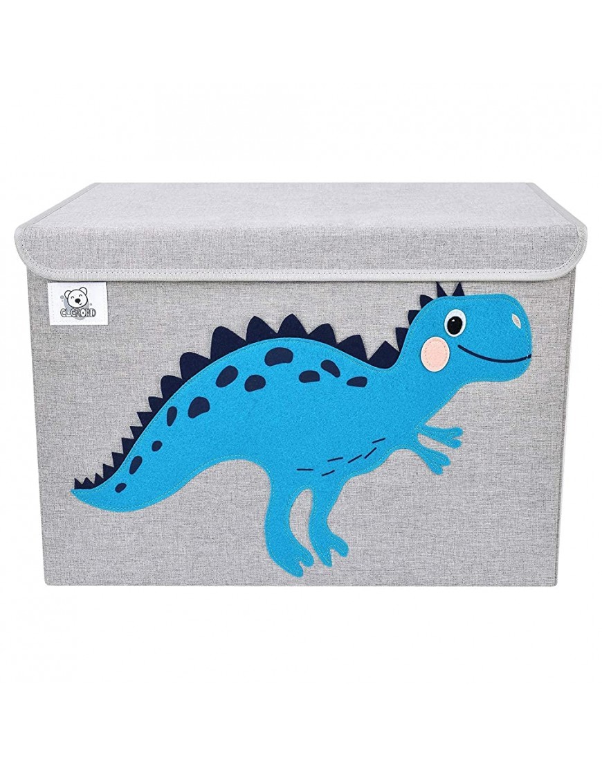 CLCROBD Foldable Large Kids Toy Chest with Flip-Top Lid Collapsible Fabric Animal Toy Storage Organizer Bin Box Basket Trunk for Toddler Children and Baby Nursery Dinosaur + Triceratops - BP44HJB20