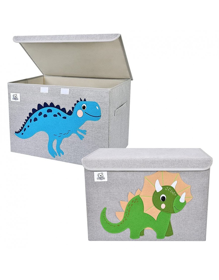 CLCROBD Foldable Large Kids Toy Chest with Flip-Top Lid Collapsible Fabric Animal Toy Storage Organizer Bin Box Basket Trunk for Toddler Children and Baby Nursery Dinosaur + Triceratops - BP44HJB20