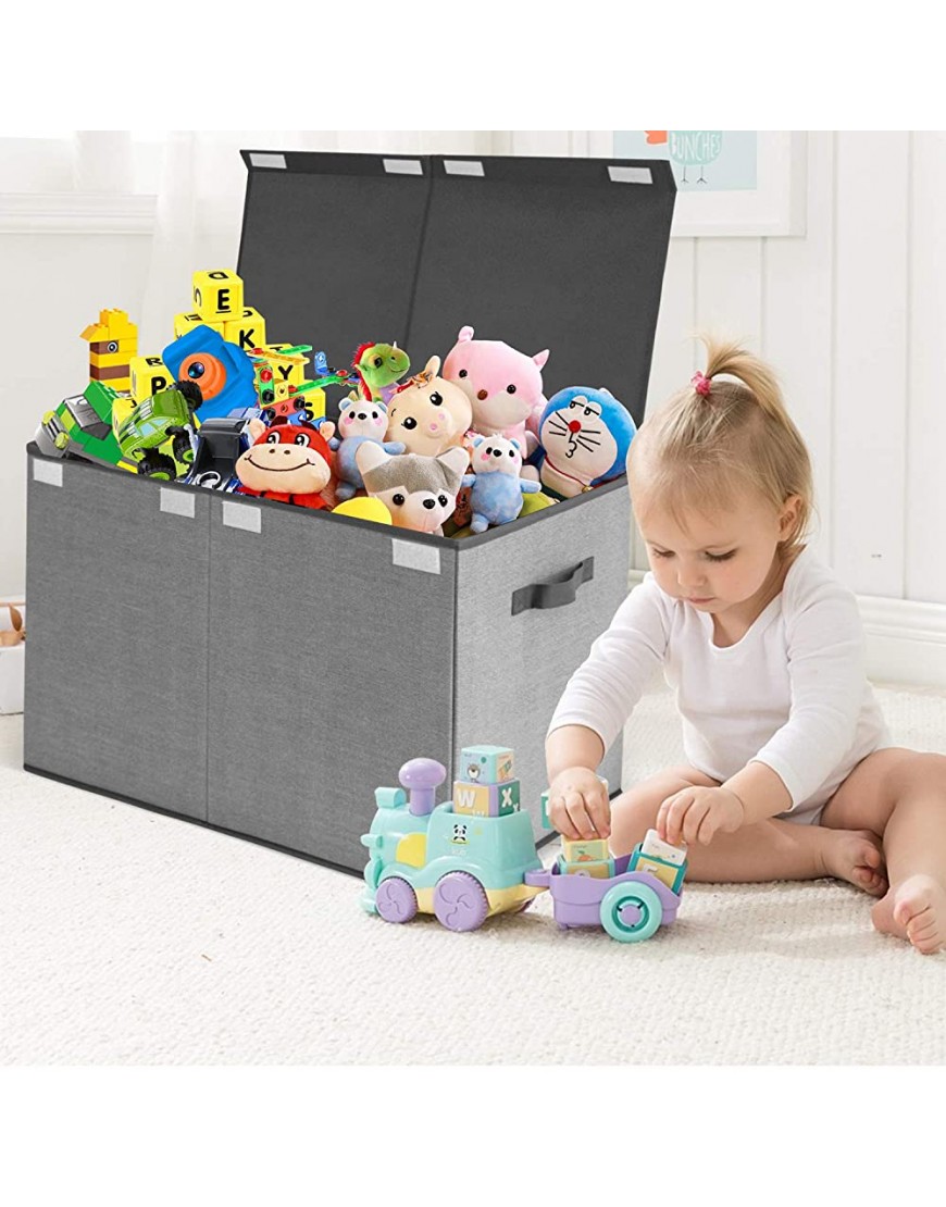 Kids Toy Box Chest Storage Organizer with Flip-Top Lid,Kids Large Collapsible Toy Bins for Nursery Playroom Closet Home OrganizationGrey - BMQBL8H6K