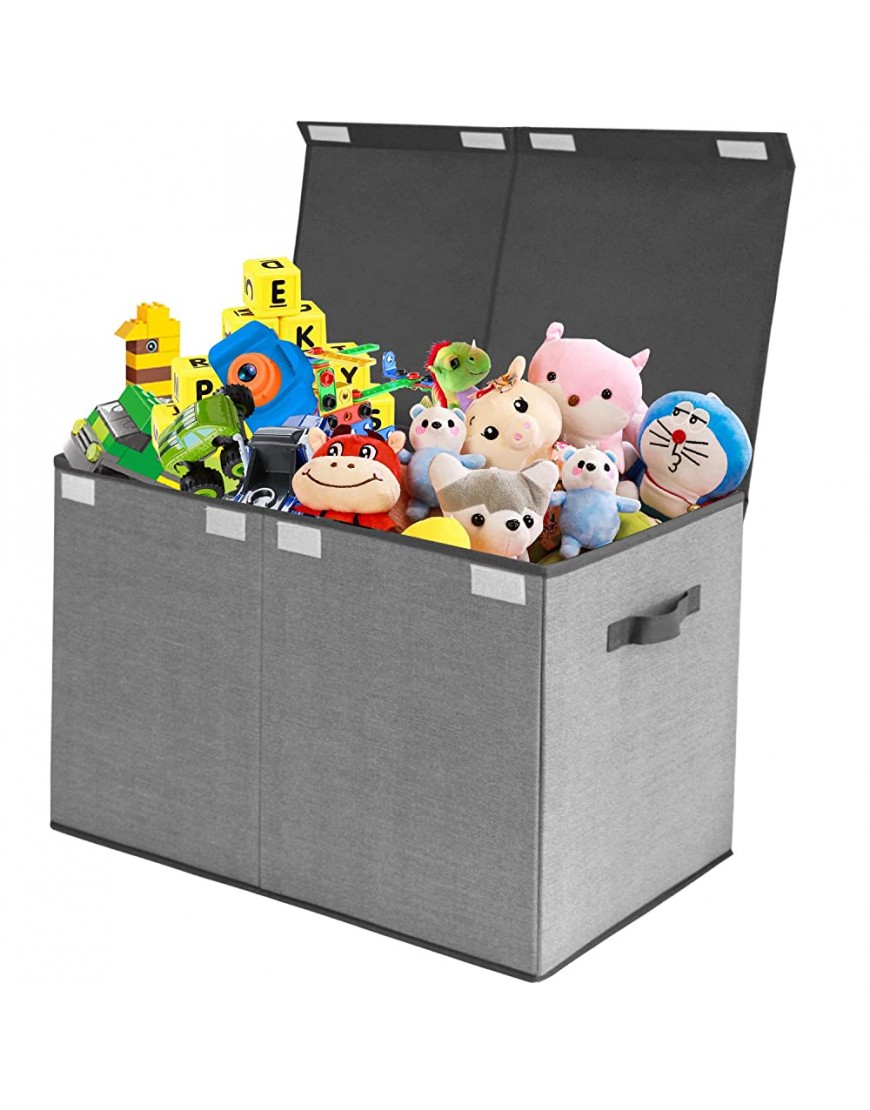 Kids Toy Box Chest Storage Organizer with Flip-Top Lid,Kids Large Collapsible Toy Bins for Nursery Playroom Closet Home OrganizationGrey - BMQBL8H6K