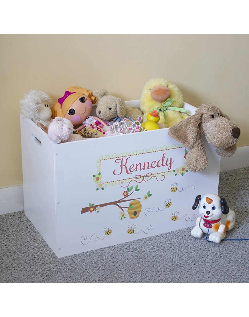 MyBambino Personalized Jungle Animals Babies Childrens Nursery White Open Toy Box - BGO46WCZR
