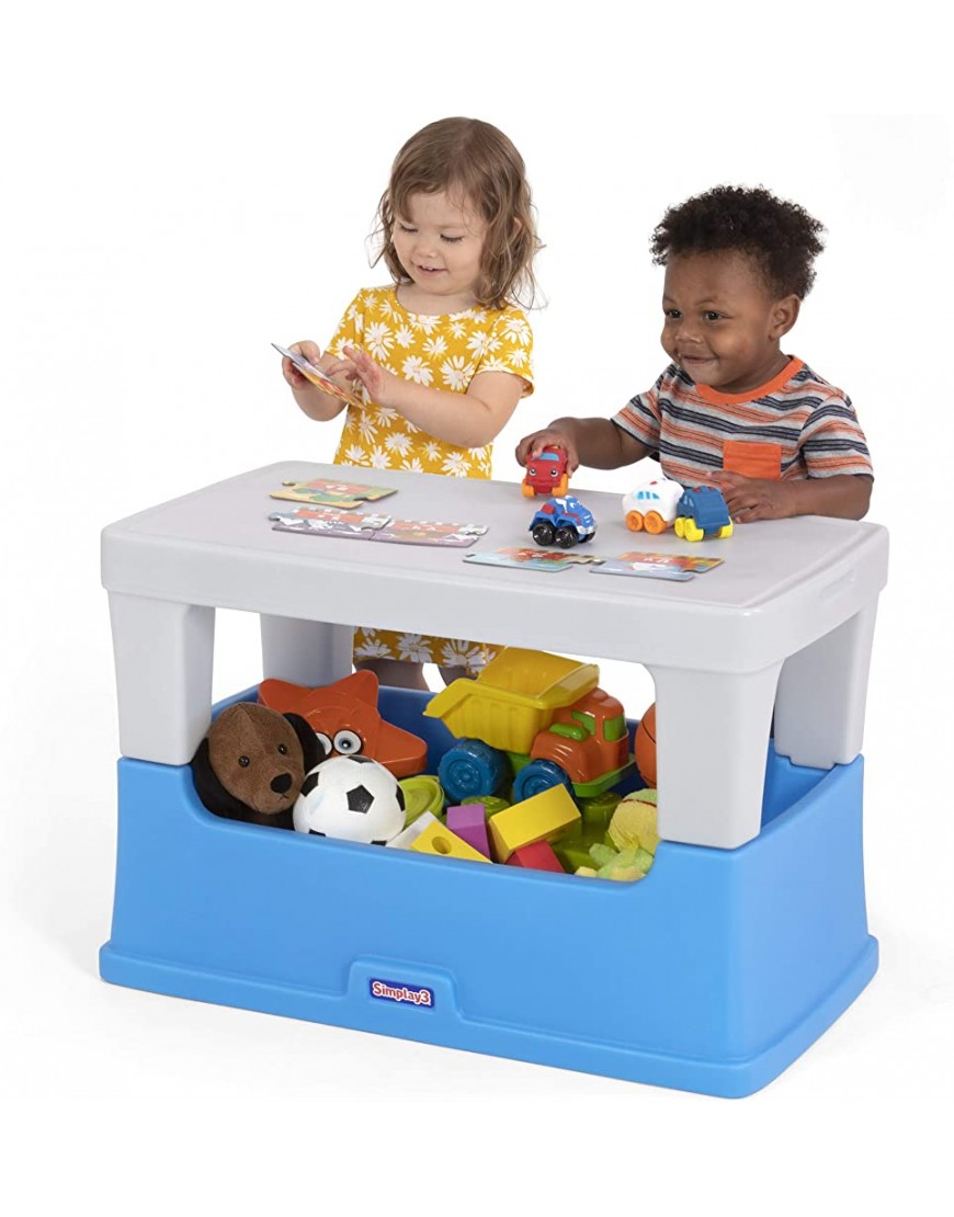 Simplay3 Play Around Toy Box Table – Multipurpose Kids Toy Box and Toddler Play Table for Toys Art Supplies Crafts – Durable Plastic Large Toy Box - BXZDK1OEM