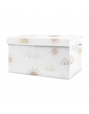 Sweet Jojo Designs Boho Desert Sun Girl Small Fabric Toy Bin Storage Box Chest for Baby Nursery or Kids Room Blush Pink Mauve Gold Taupe Bohemian Watercolor Mountains Southwest Nature Outdoors - BJ9IWHM9X