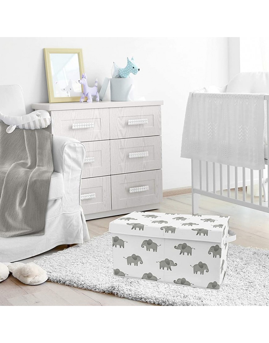 Sweet Jojo Designs Grey and White Elephant Boy or Girl Small Fabric Toy Bin Storage Box Chest for Baby Nursery or Kids Room Gray Watercolor Safari Jungle Animal - B27F6R6VI