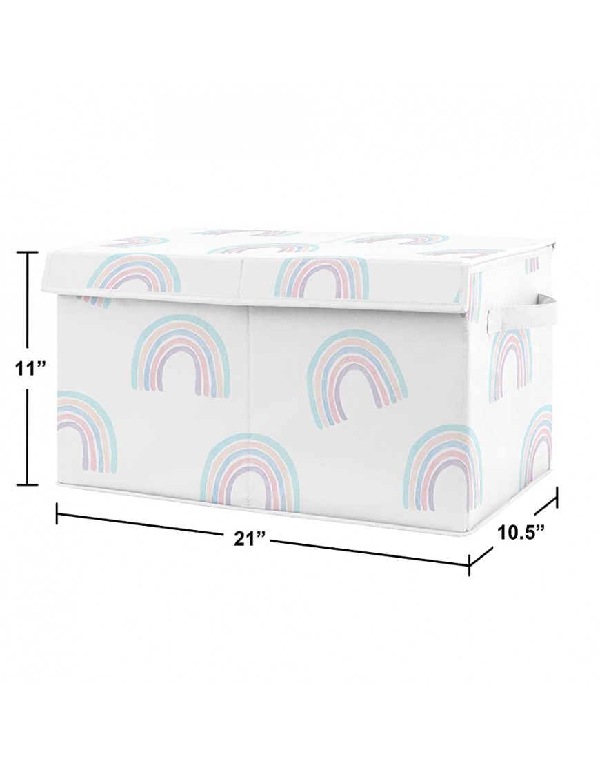 Sweet Jojo Designs Pastel Rainbow Girl Small Fabric Toy Bin Storage Box Chest for Baby Nursery or Kids Room Blush Pink Purple Teal Blue and White - B8MUVUAJW