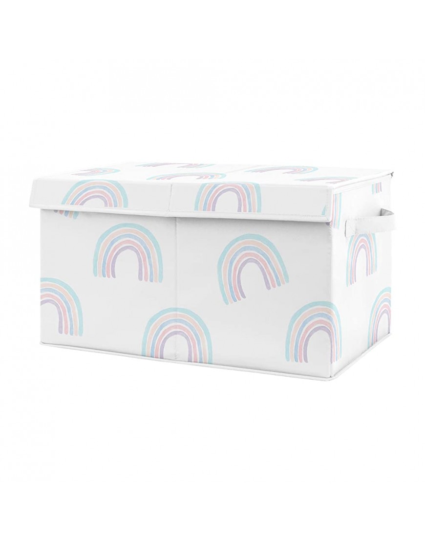 Sweet Jojo Designs Pastel Rainbow Girl Small Fabric Toy Bin Storage Box Chest for Baby Nursery or Kids Room Blush Pink Purple Teal Blue and White - B8MUVUAJW