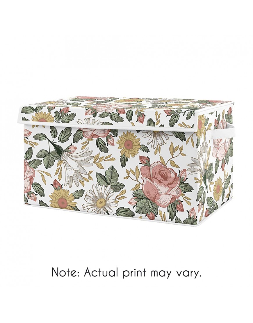 Sweet Jojo Designs Vintage Floral Boho Girl Small Fabric Toy Bin Storage Box Chest for Baby Nursery or Kids Room Blush Pink Yellow and Green Shabby Chic Rose Flower Farmhouse - BPRV0RQI5