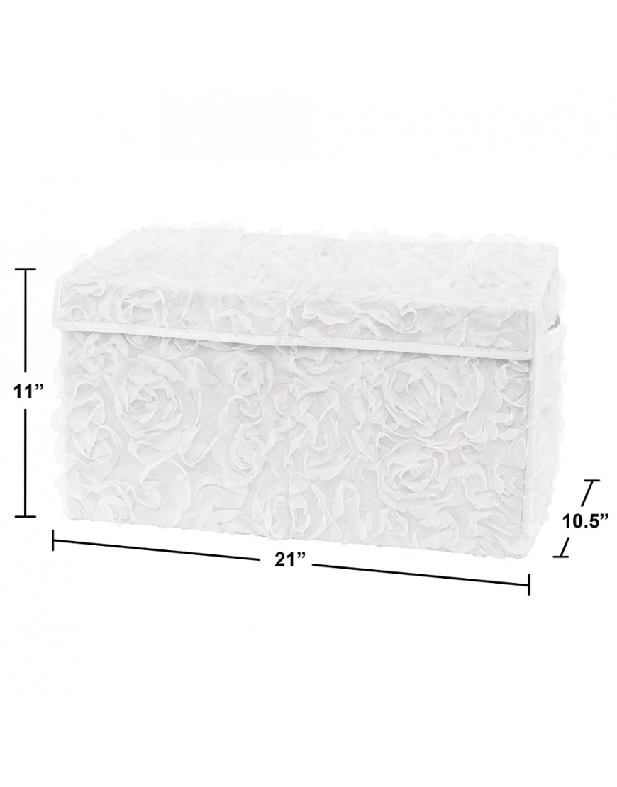 Sweet Jojo Designs White Floral Rose Girl Small Fabric Toy Bin Storage Box Chest For Baby Nursery Kid Room Solid Flower Luxurious Elegant Princess Vintage Boho Shabby Chic Luxury Glam High End Roses - BBFMYM26L