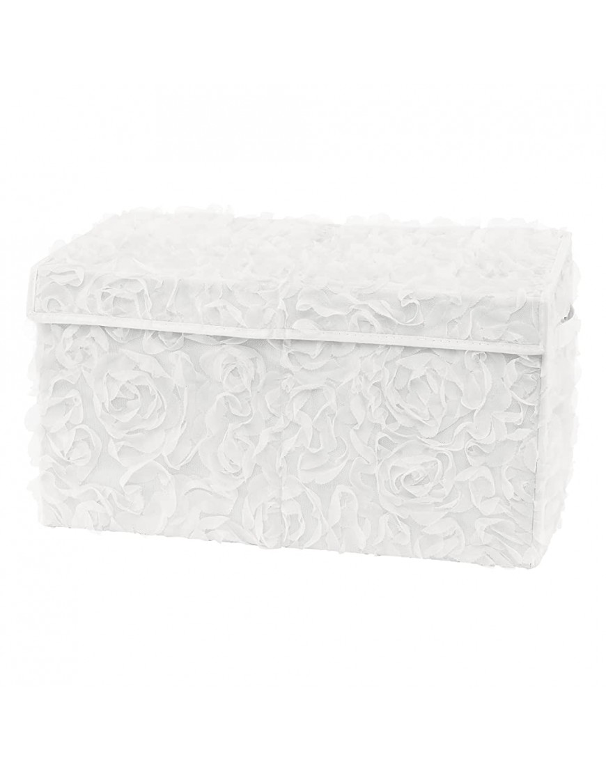 Sweet Jojo Designs White Floral Rose Girl Small Fabric Toy Bin Storage Box Chest For Baby Nursery Kid Room Solid Flower Luxurious Elegant Princess Vintage Boho Shabby Chic Luxury Glam High End Roses - BBFMYM26L