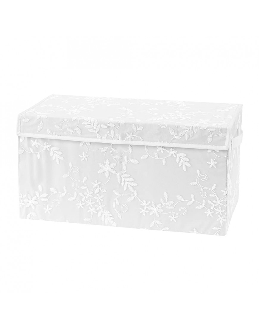 Sweet Jojo Designs White Floral Vintage Lace Girl Small Fabric Toy Bin Storage Box Chest for Baby Nursery or Kids Room Solid Luxurious Elegant Princess Boho Shabby Chic Luxury Glam Flower High End - BSX1ZZRP1