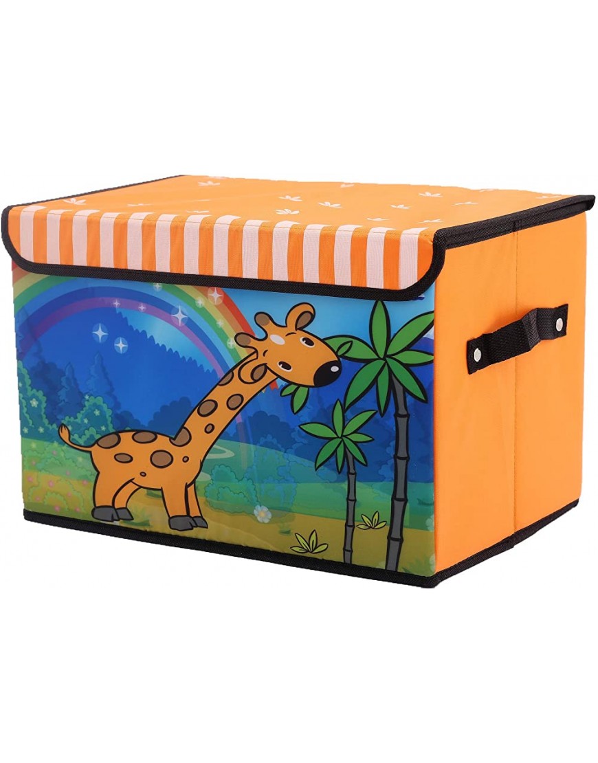 Tintin Kids Toy Chest Storage Organizer Basket Collapsible with Cute Animal Pattern Children Organizer Bin with Lid for Playroom Laundry Area Closet Giraffe - B3GLYZHE9