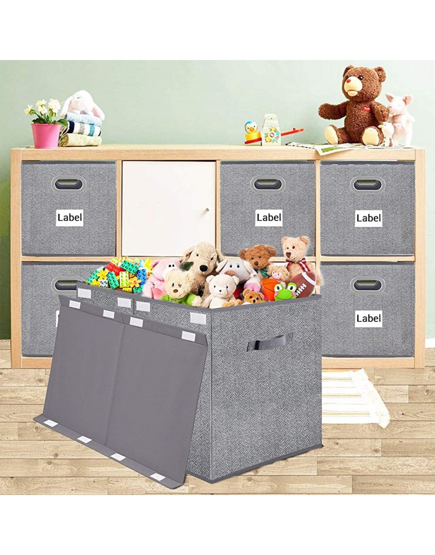 Toy Box Chest Organizer with Flip-Top Lid,Collapsible Kids Storage for Nursery,Playroom,Closet Home Organization,Herringbone PatternGrey - BTPIFTO5H