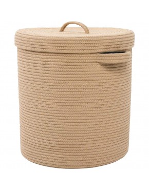 16" x 16" x 18" Large Cotton Rope Storage Basket with Lid Full Beige with Cover - BEA49H6AI