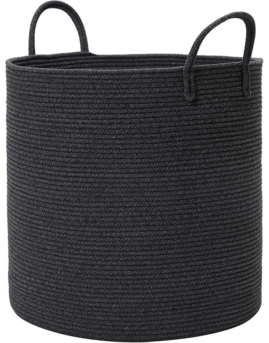 20" x 20" x 20" Extra Large Storage Basket Cotton Rope Storage Baskets Woven Laundry Hamper Baby Toy Storage Bin for Toys Towel Blanket Basket in Living Room Baby Nursery All Black Grey Mix - BJ8LGEUGB