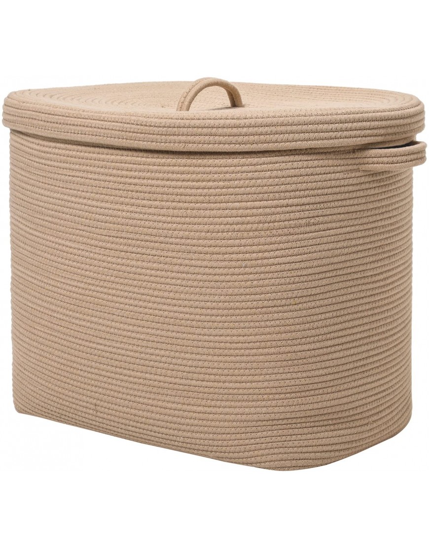 22”x14”x18” Rectangular Extra Large Storage Basket with Lid Cotton Rope Storage Baskets Laundry Hamper Toy Bin for Toys Blankets Storage in Living Room Baby Nursery All Beige Basket with Lid - B1EJWW7O0