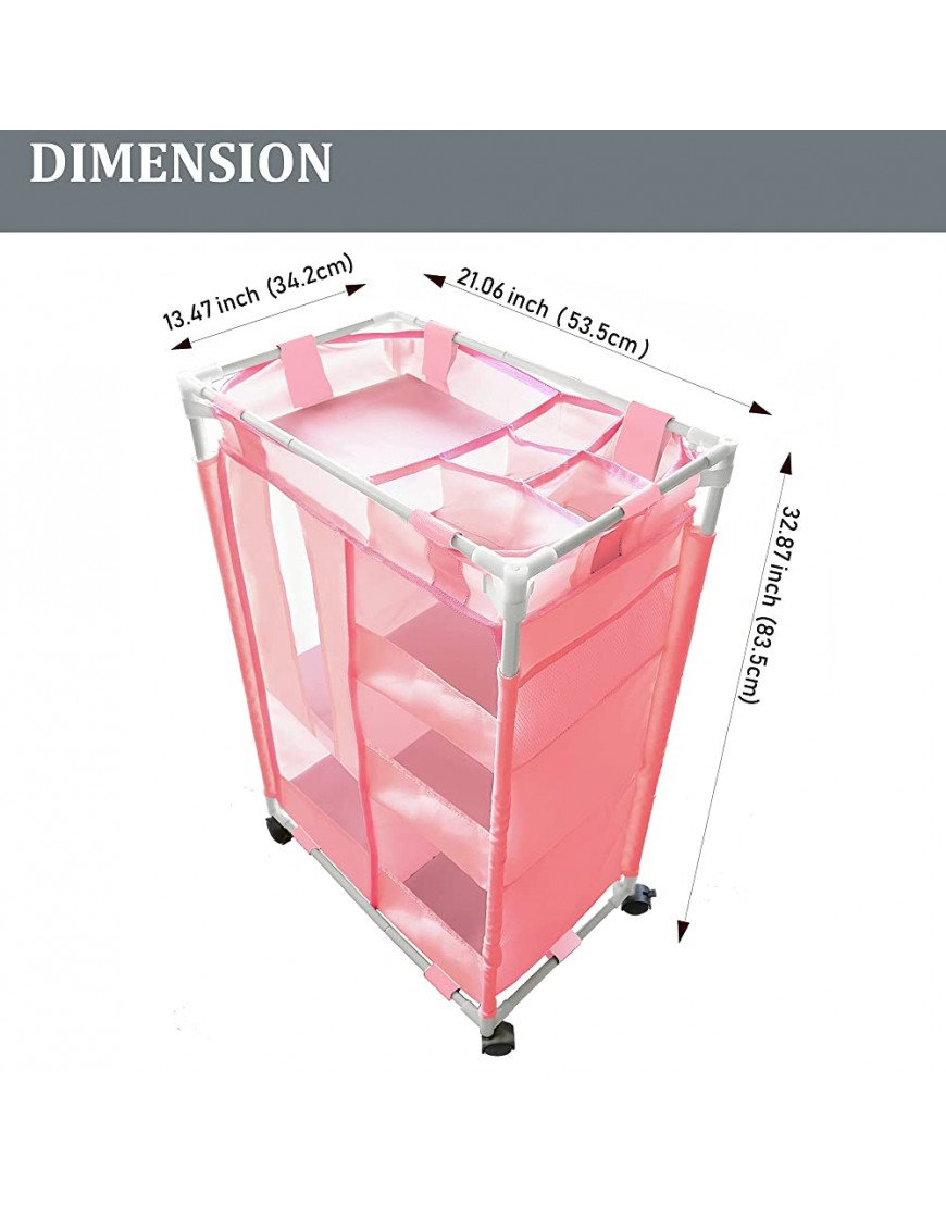 Baby Nursery Essentials Store & Roll Organizer Cart Specially Developed! | No Screws Required! Storage cart and Essentials Organizer Combined Keep Nursery Tidy and Spark Joy! Only! Pink - B8P2KVQRE