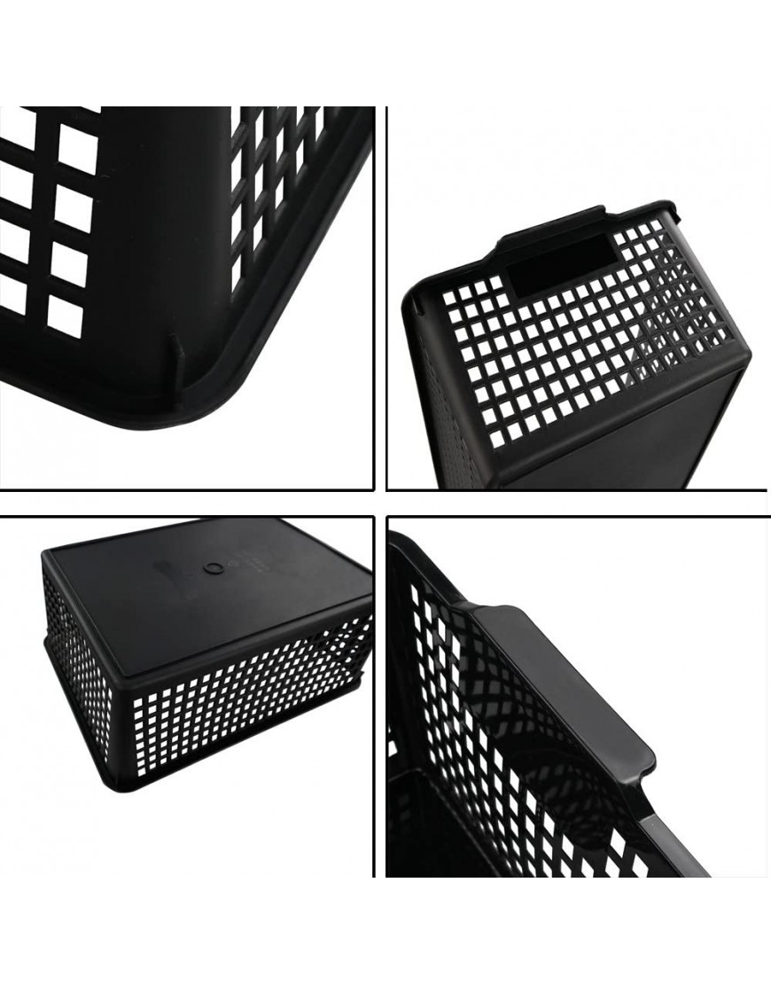Begale Large Plastic Storage Bins Basket Organizer Black Set of 3 - BJ3JN5JB3