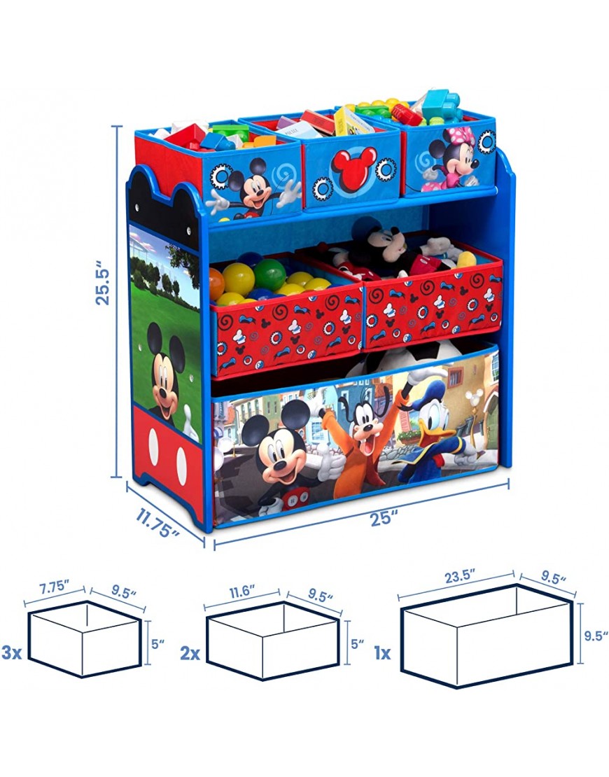 Disney Mickey Mouse 6 Bin Design and Store Toy Organizer by Delta Children - BTWQORNFL