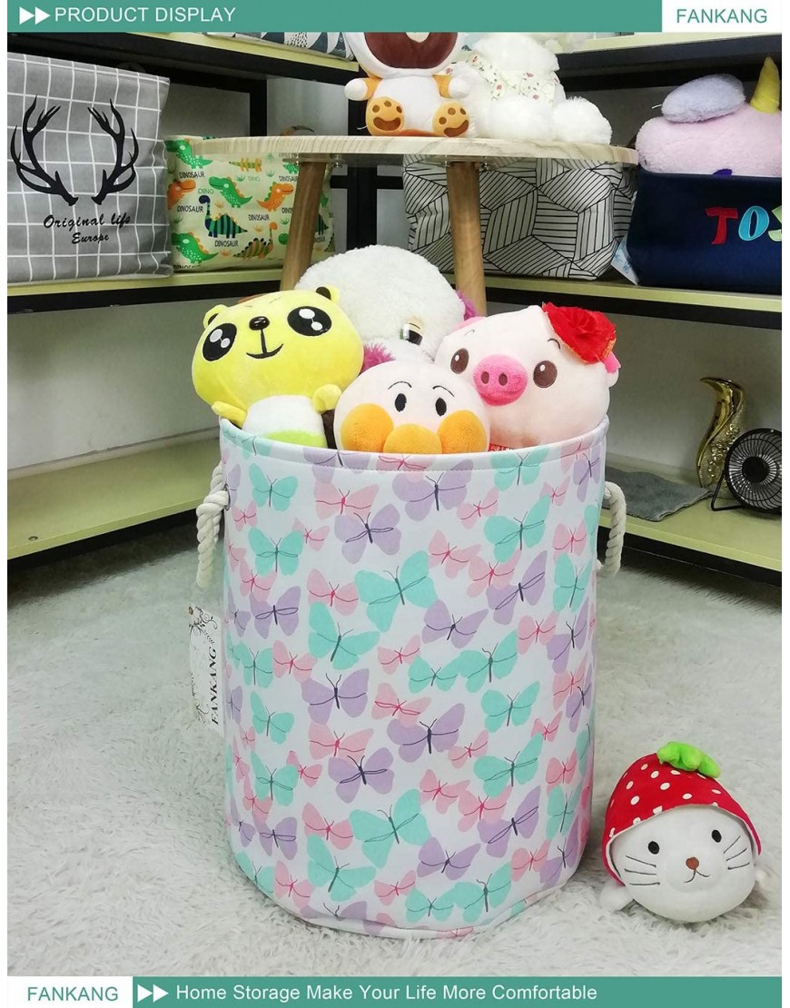 FANKANG Storage Baskets,Collapsible Convenient Nursery Hamper Laundry Bin Toy Collection Organizer for Kid's RoomButterfly - BK9YTFKTI