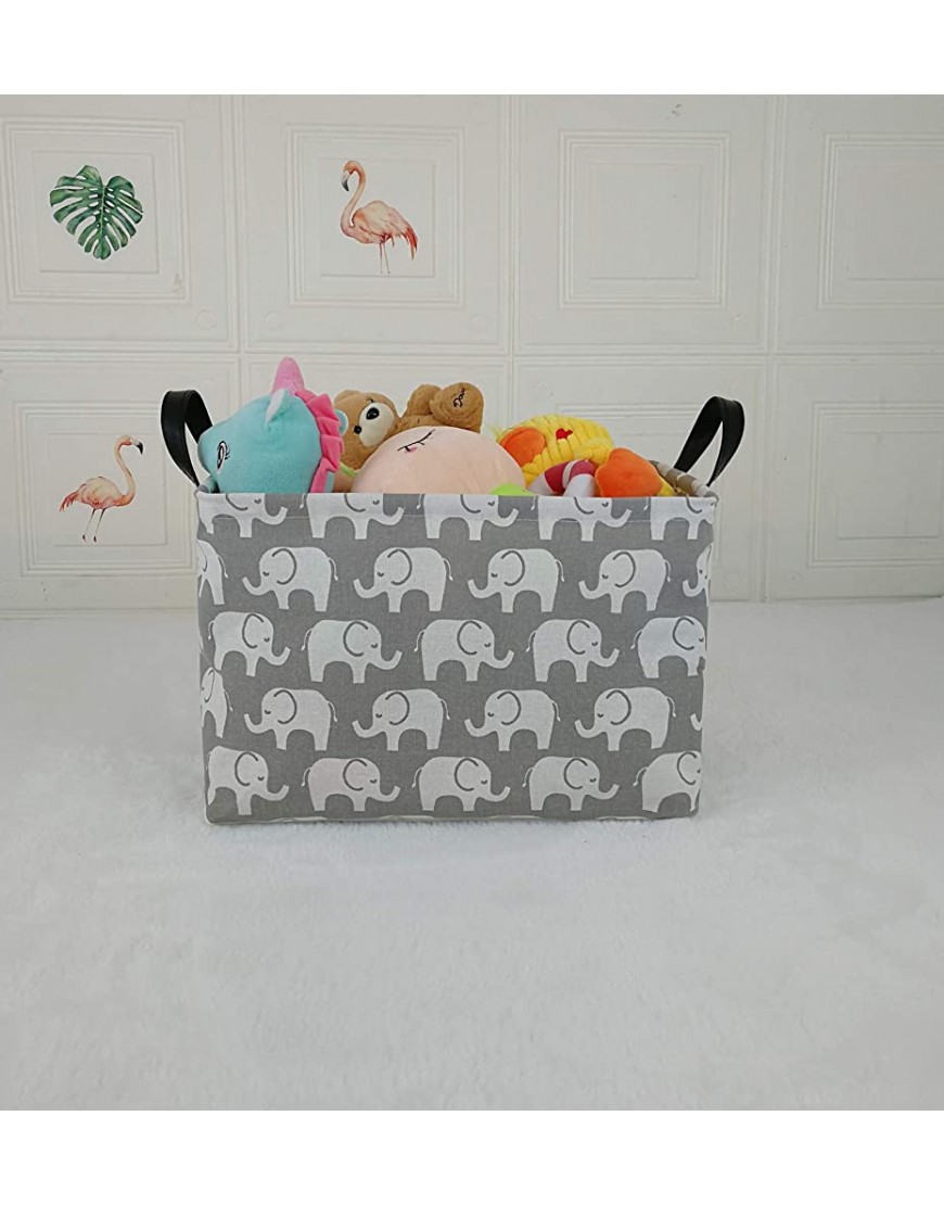KUNRO Rectangle Toy Bin Waterproof storage organizer for Nursery Hamper Home decor Closet Kids Bedroom Laundry Baby Gift Shelf BasketsElephant - B8SIQCBVL