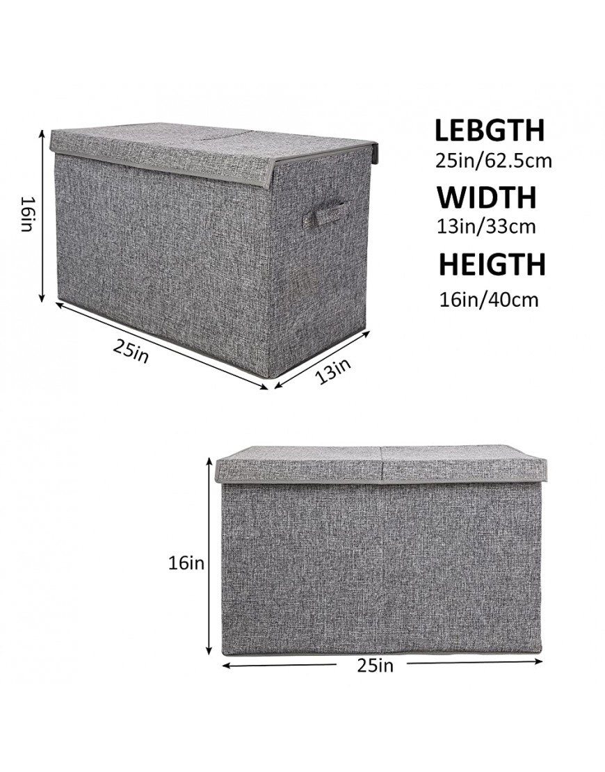 Large Toy Box Chest with Lid Collapsible Sturdy Toy Storage Organizer Boxes Bins Baskets for Kids Boys Girls Nursery Playroom 25x13 x16 Linen Gray - BL0SNVBUZ
