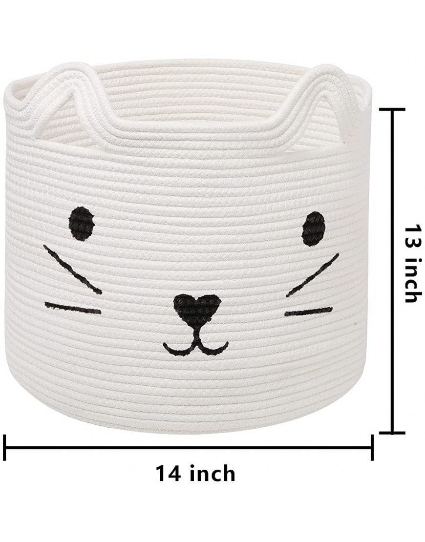 MHOMER XXLarge 14''x14''x13'' Storage Basket Woven Baskets for Storage Dog Baby Cat Toy Box Extra Large Gift Blanket Basket Living Room Cotton Rope Clothes Laundry Baskets Cute Rope Baskets Storage - B7P1UZJHA
