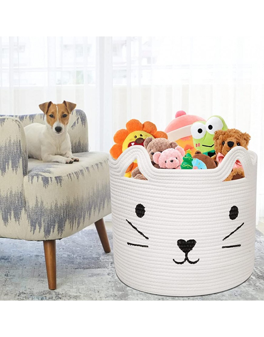 MHOMER XXLarge 14''x14''x13'' Storage Basket Woven Baskets for Storage Dog Baby Cat Toy Box Extra Large Gift Blanket Basket Living Room Cotton Rope Clothes Laundry Baskets Cute Rope Baskets Storage - B7P1UZJHA