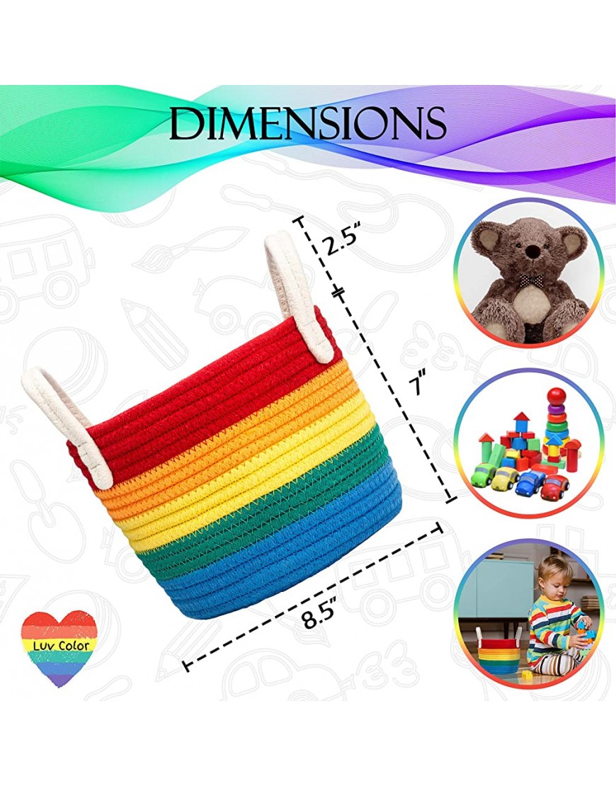 Rainbow Decor Cotton Woven Storage Basket Set Perfect For Rainbow Nursery Decor Playroom Kids Bedroom Bathroom or Classroom Great for Organizing Toys Art Supplies Clothes… SET OF 3 - BRZTW229T