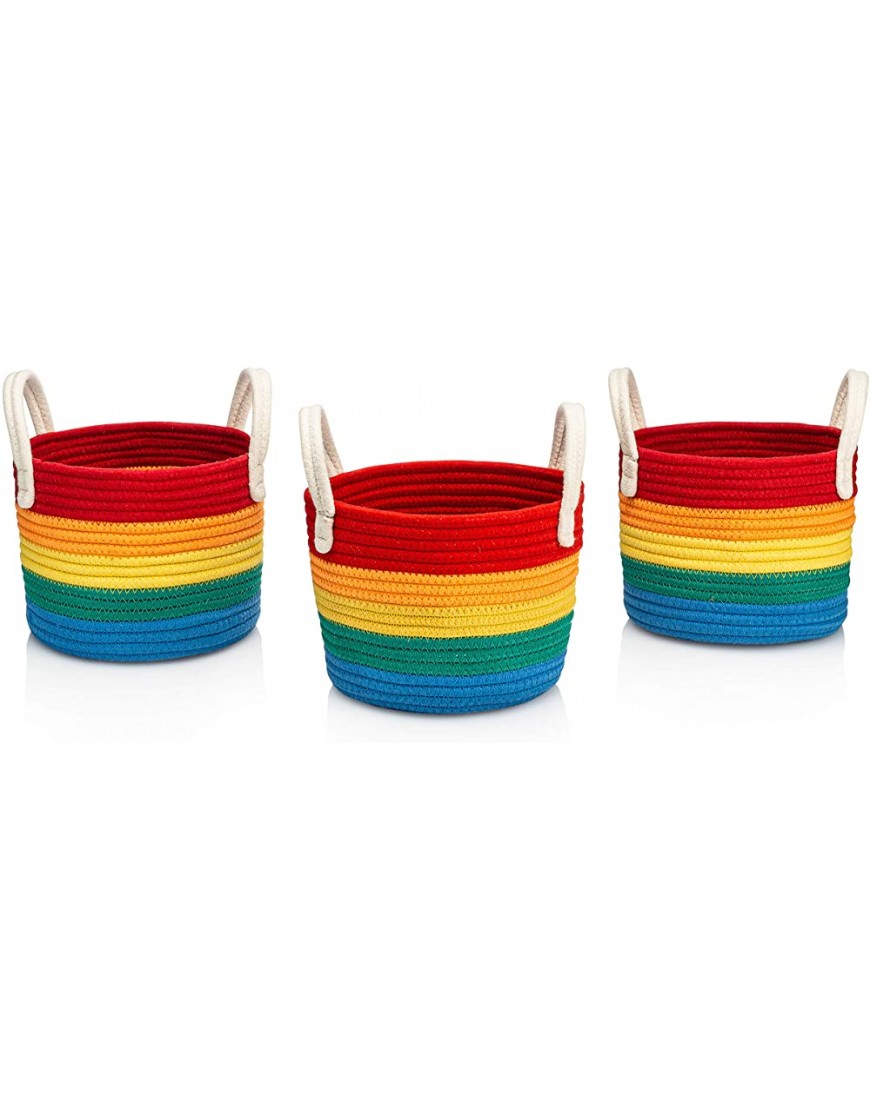 Rainbow Decor Cotton Woven Storage Basket Set Perfect For Rainbow Nursery Decor Playroom Kids Bedroom Bathroom or Classroom Great for Organizing Toys Art Supplies Clothes… SET OF 3 - BRZTW229T