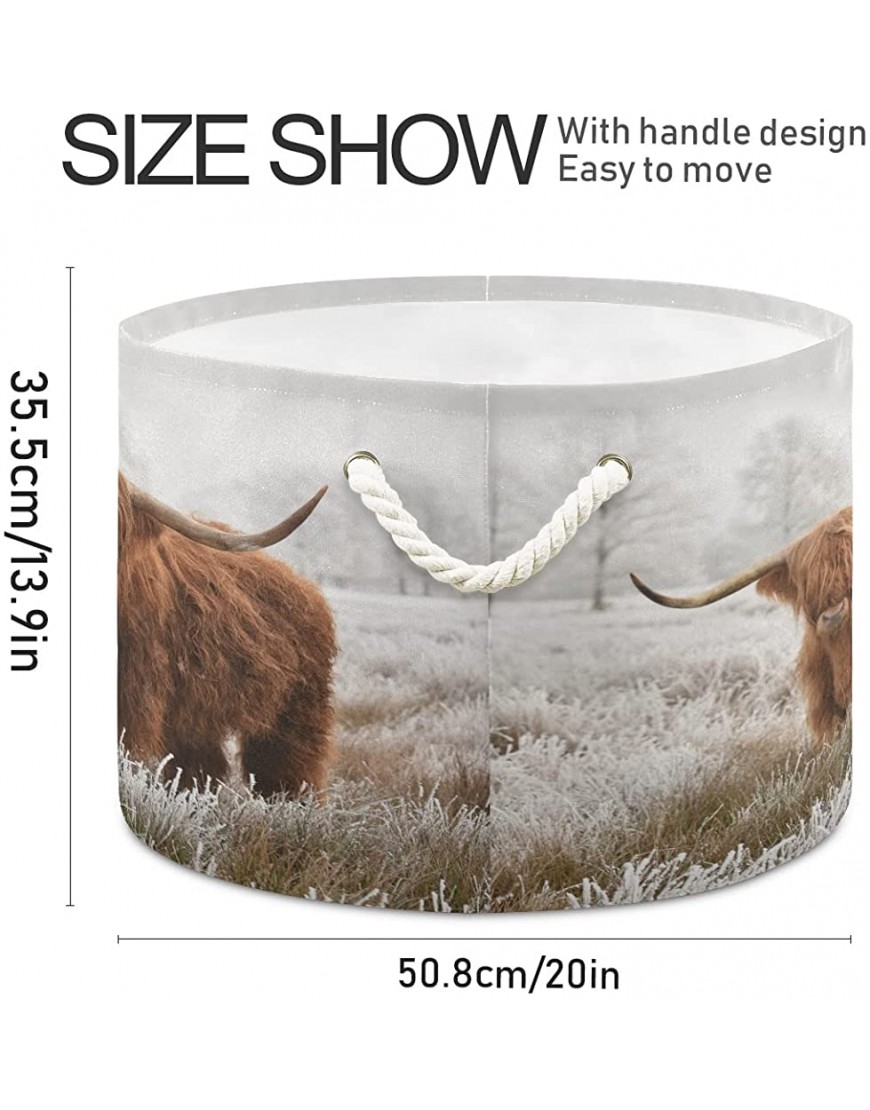 Scottish Highland Cow Cotton Rope Basket XXX Large Collapsible Storage Basket for Toys Pillows Blankets in Living Room Laundry Room Bathroom Home Decor - BQW5GU621