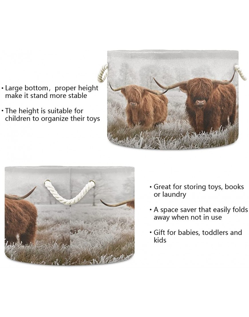 Scottish Highland Cow Cotton Rope Basket XXX Large Collapsible Storage Basket for Toys Pillows Blankets in Living Room Laundry Room Bathroom Home Decor - BQW5GU621