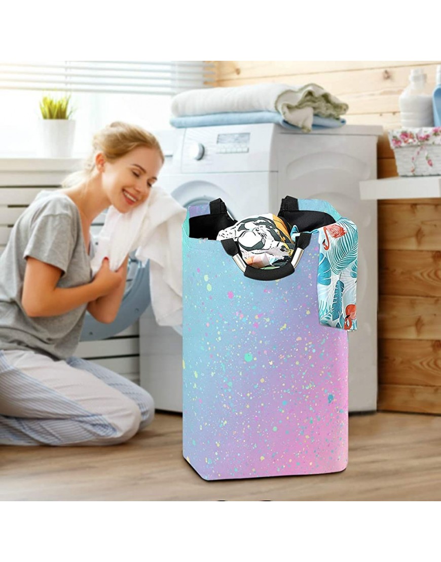 senya Large Storage Basket Collapsible Organizer Bin Laundry Hamper for Nursery Clothes Toys Unicorn Background with Rainbow - BWYZT54WT