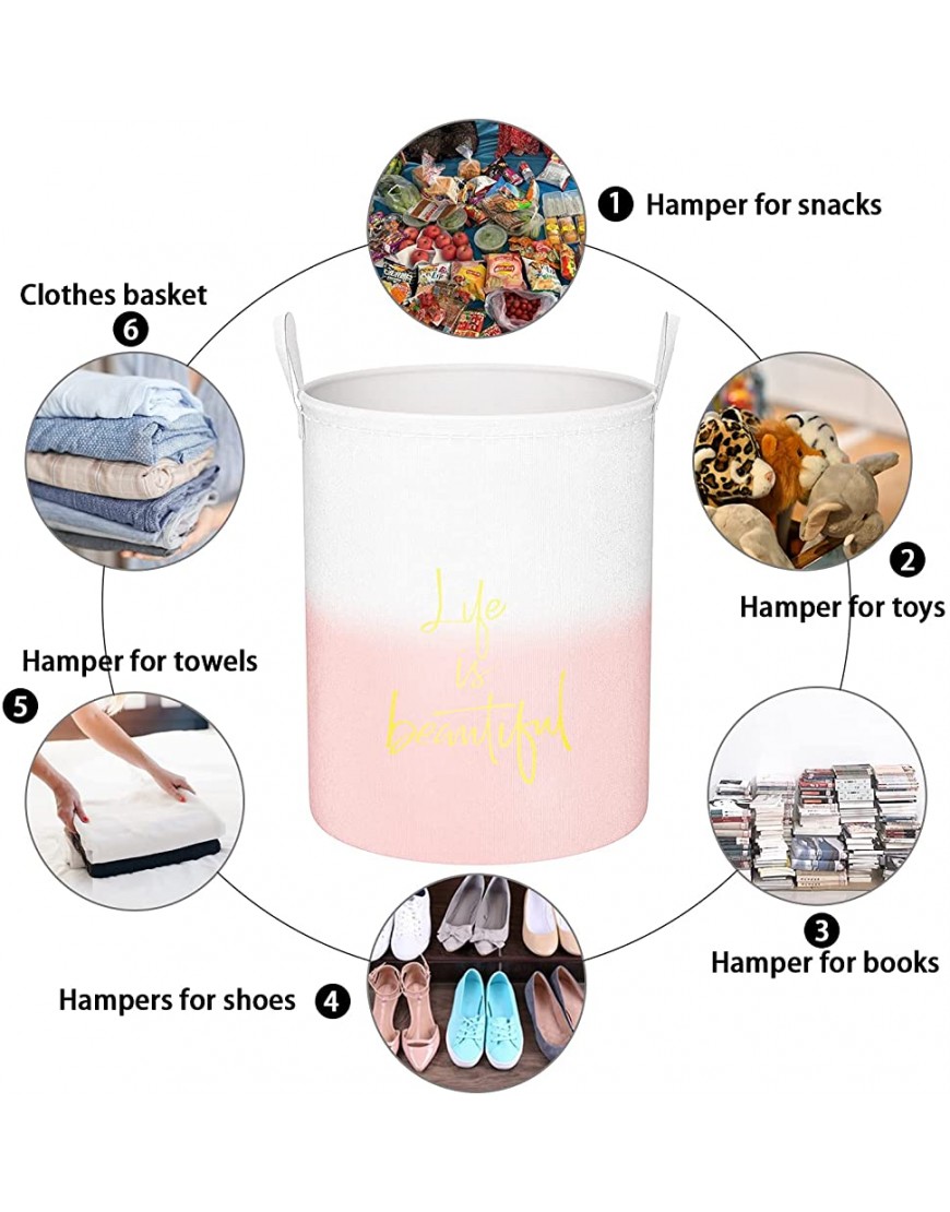 Storage Baskets Waterproof,Canvas Nursery Hamper Pink Laundry Basket Collapsible Large Kids Storage Bins Fabric Coating Baby Laundry Hampers for Boys and Girls Office Clothes Toys - BPKAGJD3D